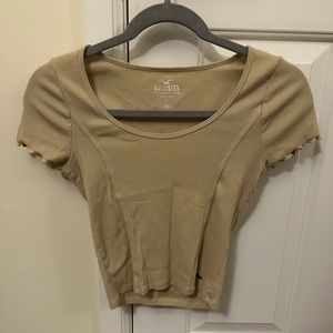 Beige Hollister Ribbed Baby Tee Size Small